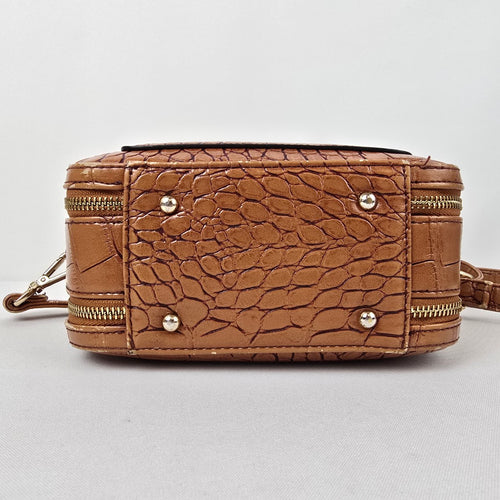 Jeanne Lottie Brown Croc Print Purse