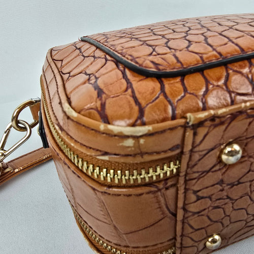 Jeanne Lottie Brown Croc Print Purse