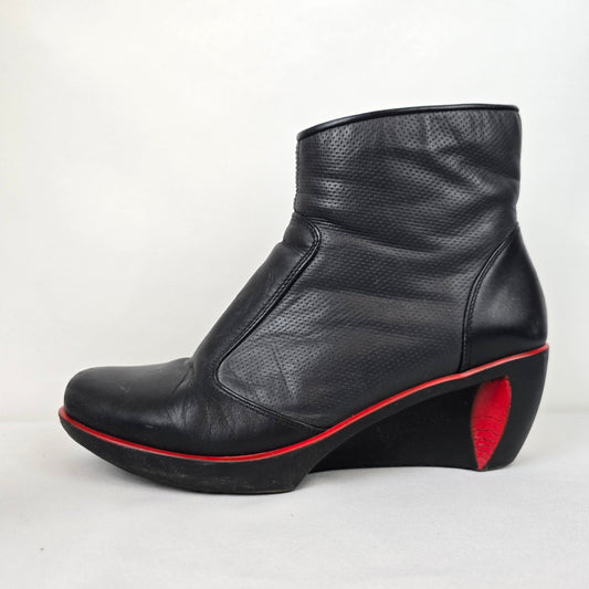 Naot Black & Red Heeled Boots Size 8.5