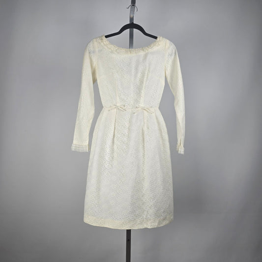 Vintage Cream Lace Fit & Flare Event Dress Size XS