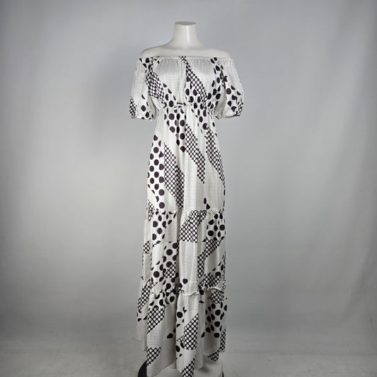 Vintage White Floral Maxi Dress Size XS