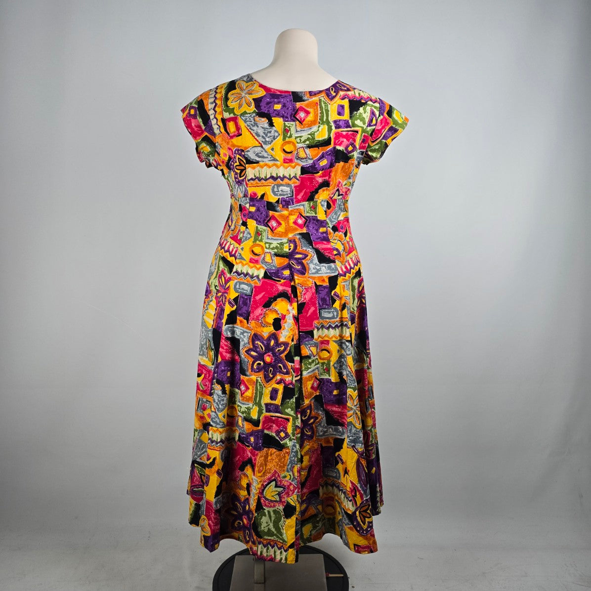 Vintage Fair Set Purple Cotton Graphic Print Maxi Dress Size 16