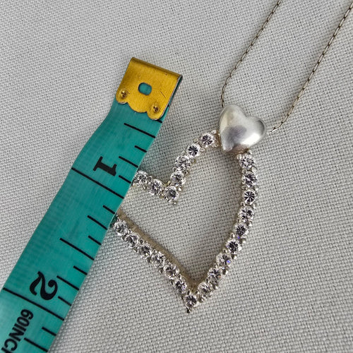 925 Sterling Silver CZ Crystal Heart Pendant Necklace