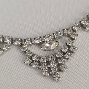 Vintage Silver Tone Crystal Collar Necklace