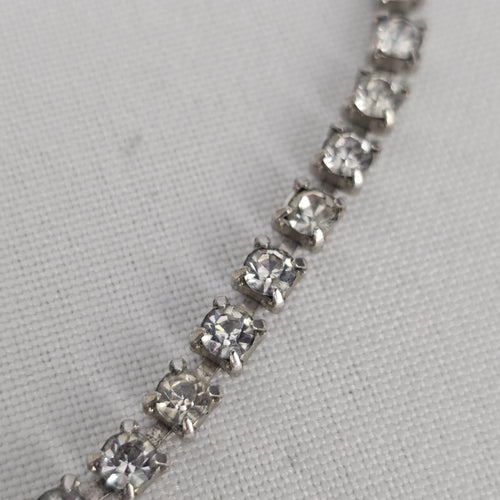 Vintage Silver Tone Crystal Collar Necklace
