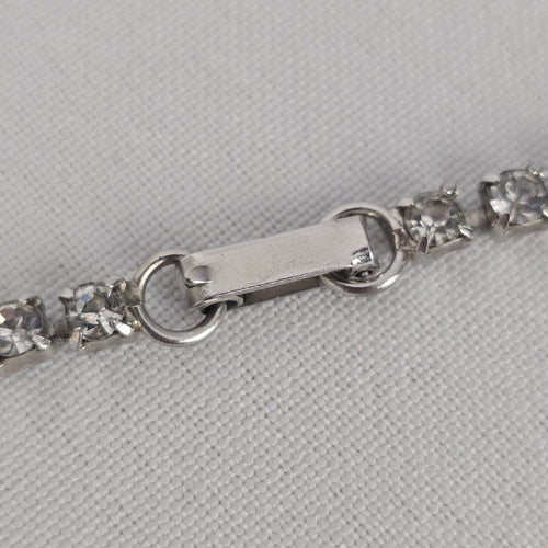 Vintage Silver Tone Crystal Collar Necklace
