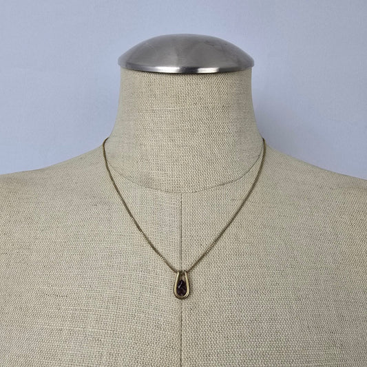 Vintage Avon Gold Tone Purple Faceted Stone Delicate Necklace & Earrings
