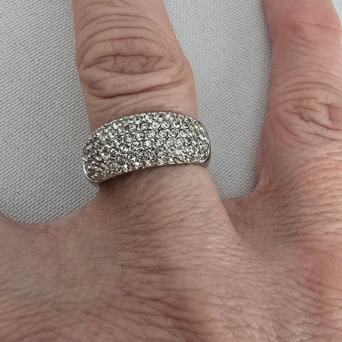 Silver Tone Rhinestone Ring Size 7
