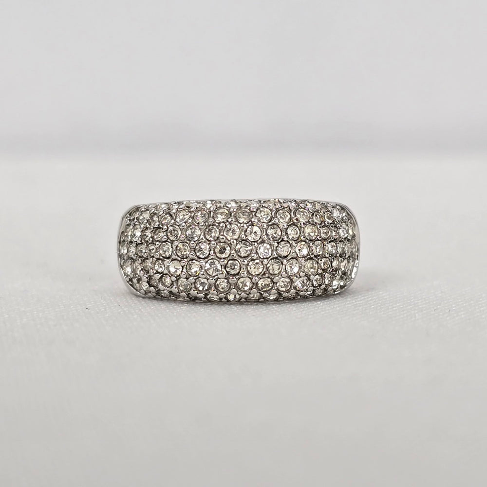 Silver Tone Rhinestone Ring Size 7