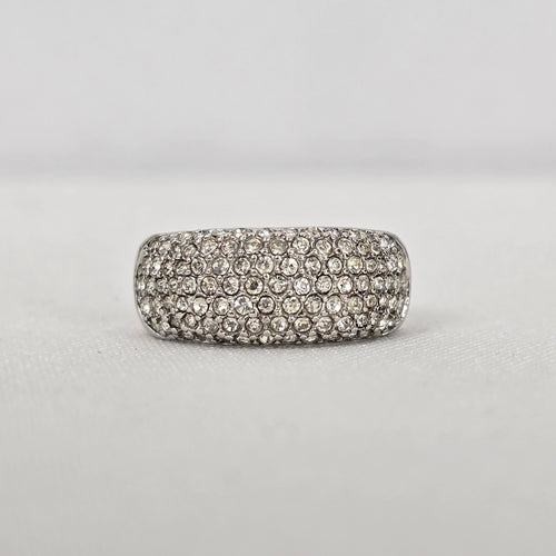 Silver Tone Rhinestone Ring Size 7