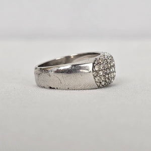 Silver Tone Rhinestone Ring Size 7