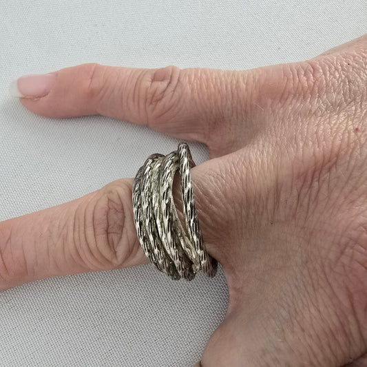 Silver Tone Western Rope Ring Size 8