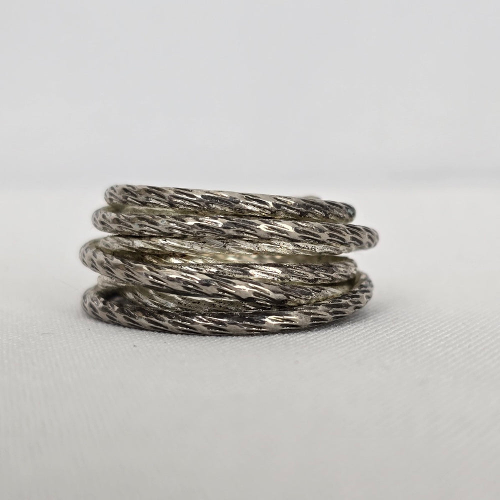 Silver Tone Western Rope Ring Size 8