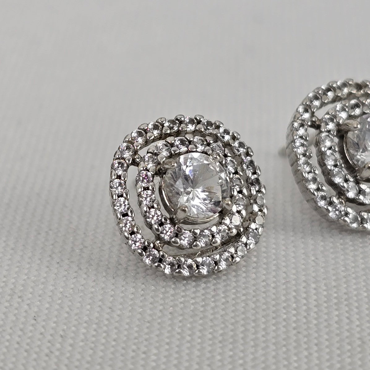 PAJ 925 Sterling Silver Crystal Studded Round Stud Earrings