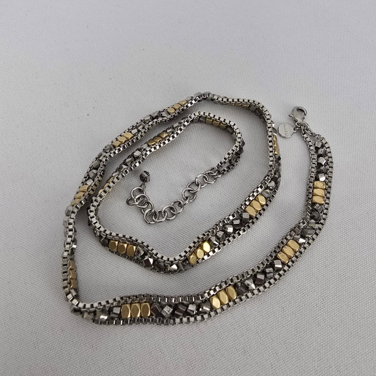 Stella & Dot Silver & Gold Chain Wrap Bracelet
