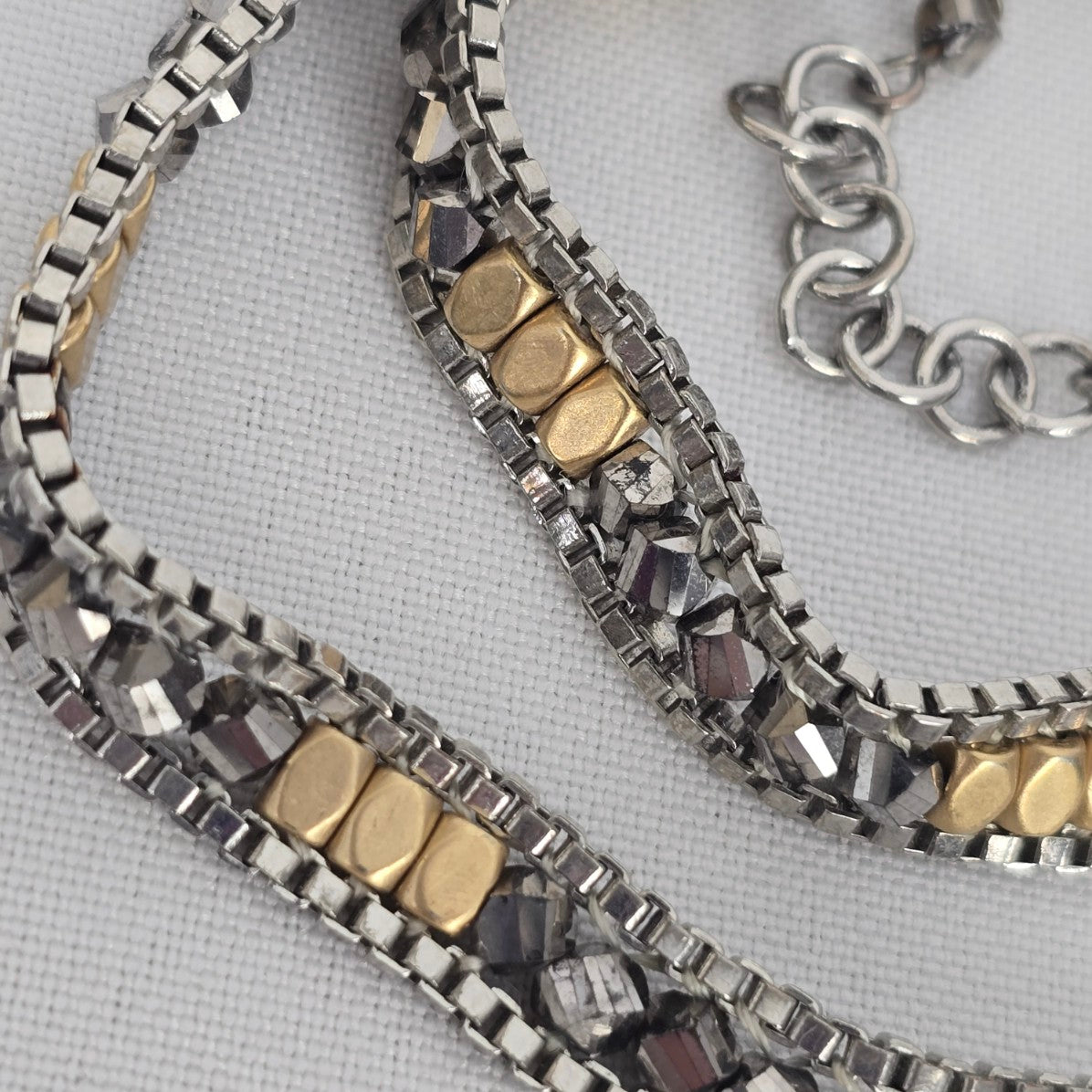 Stella & Dot Silver & Gold Chain Wrap Bracelet