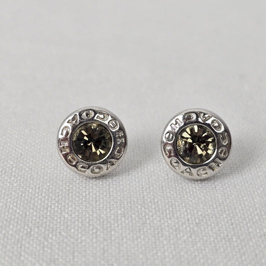 Coach Silver Open Circle Stone Stud Earrings