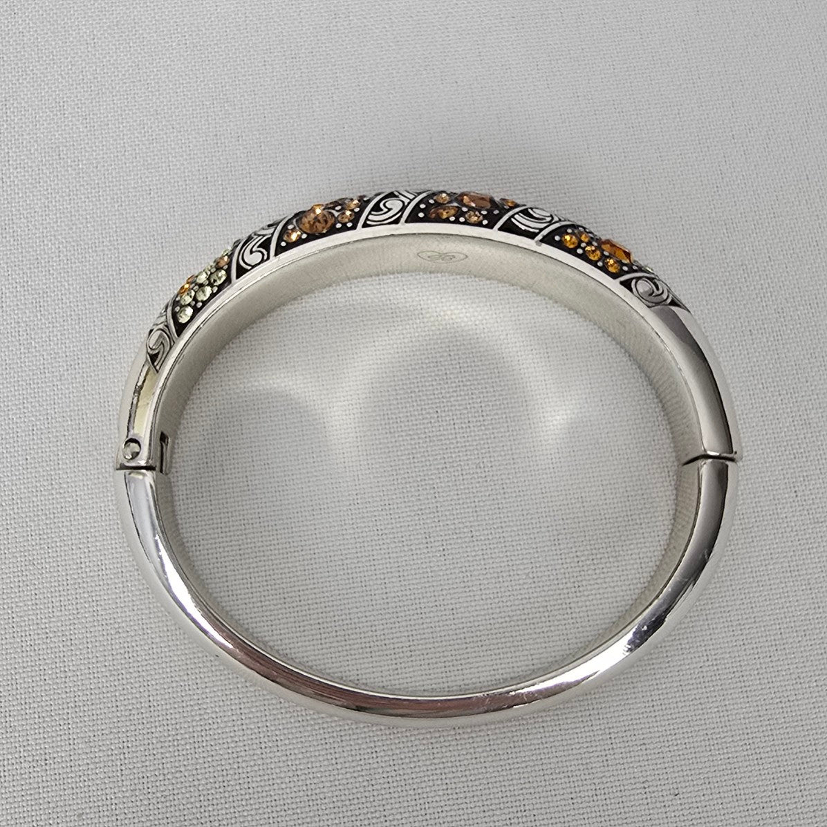 Brighton Silver Etched Yellow Crystal Hinge Bracelet