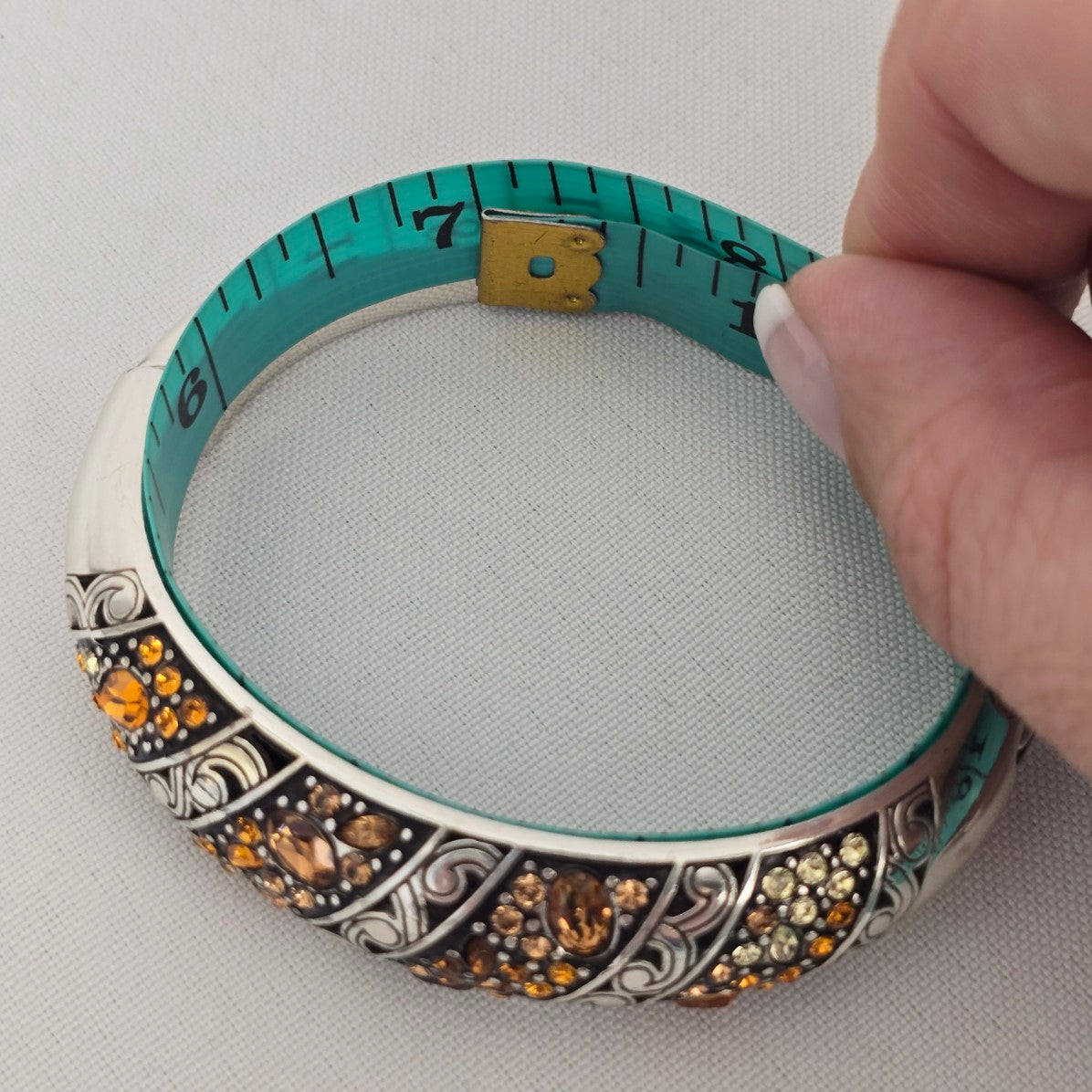 Brighton Silver Etched Yellow Crystal Hinge Bracelet
