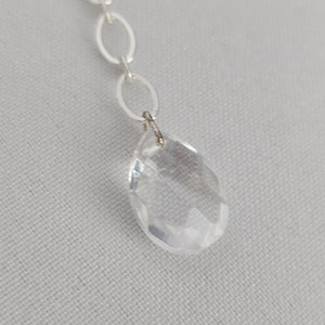 Avon Silver Tone Crystal Drop Necklace & Earrings