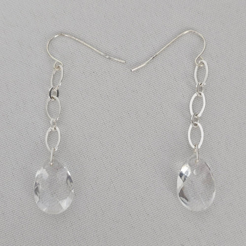Avon Silver Tone Crystal Drop Necklace & Earrings