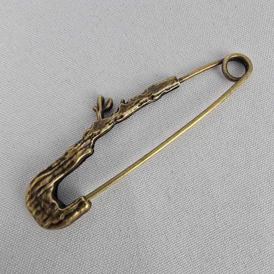 Bronze Tone Cactus Safety Pin Brooch