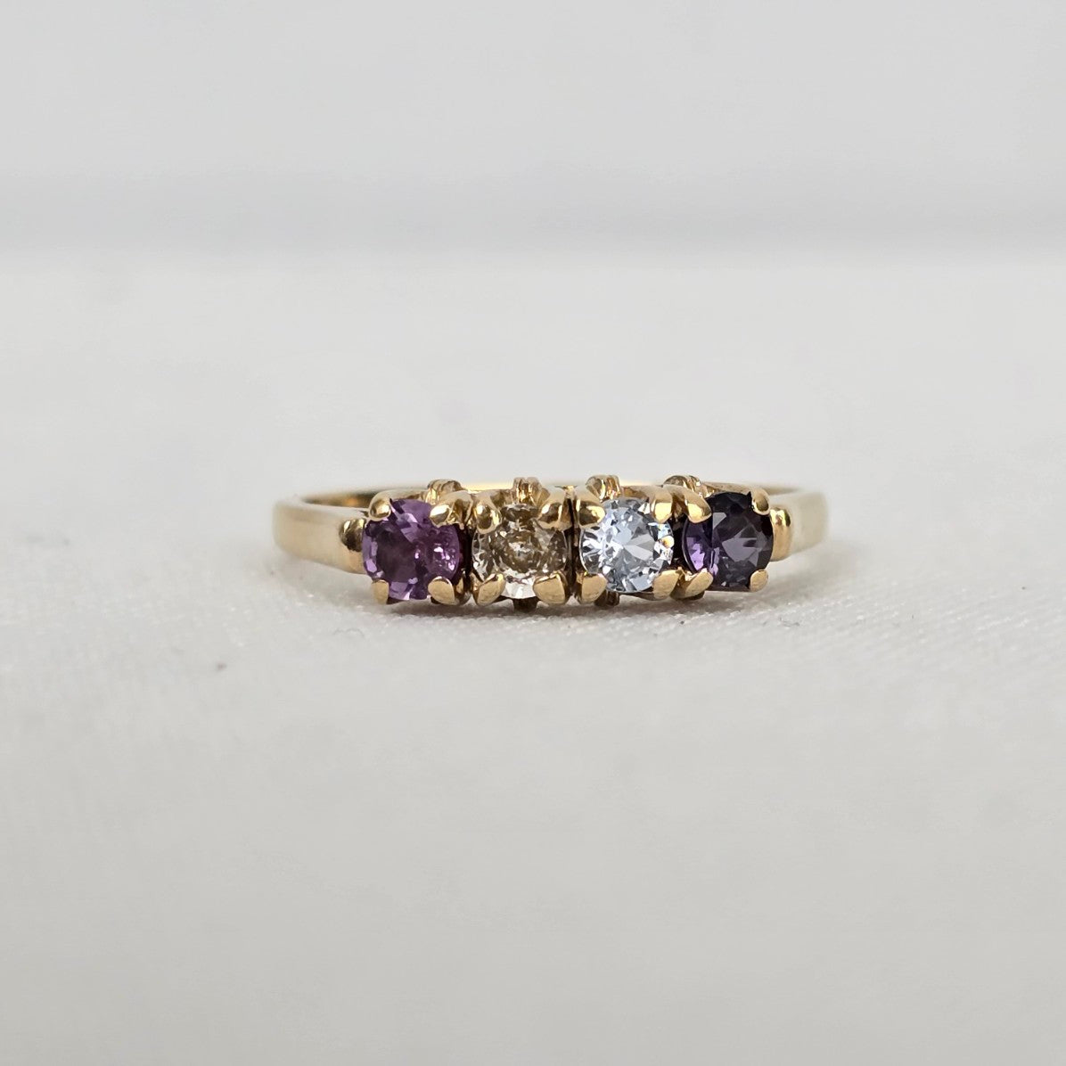 10K Gold 4 Gem Stone Ring Size 8