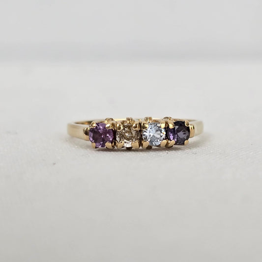 10K Gold 4 Gem Stone Ring Size 8