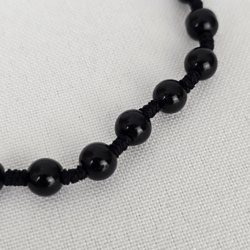 Blue Agate Geode Pendant Black Beaded Long Necklace