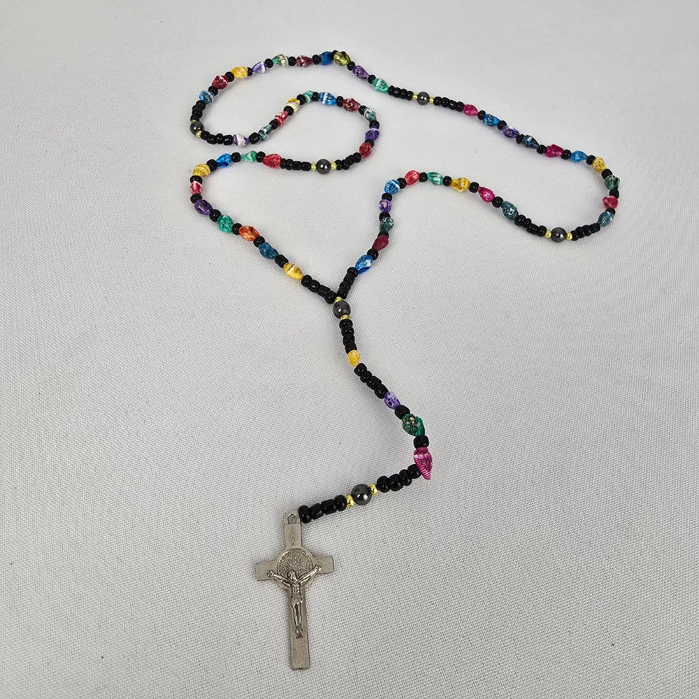 Vintage Shell Beaded Rosary Necklace
