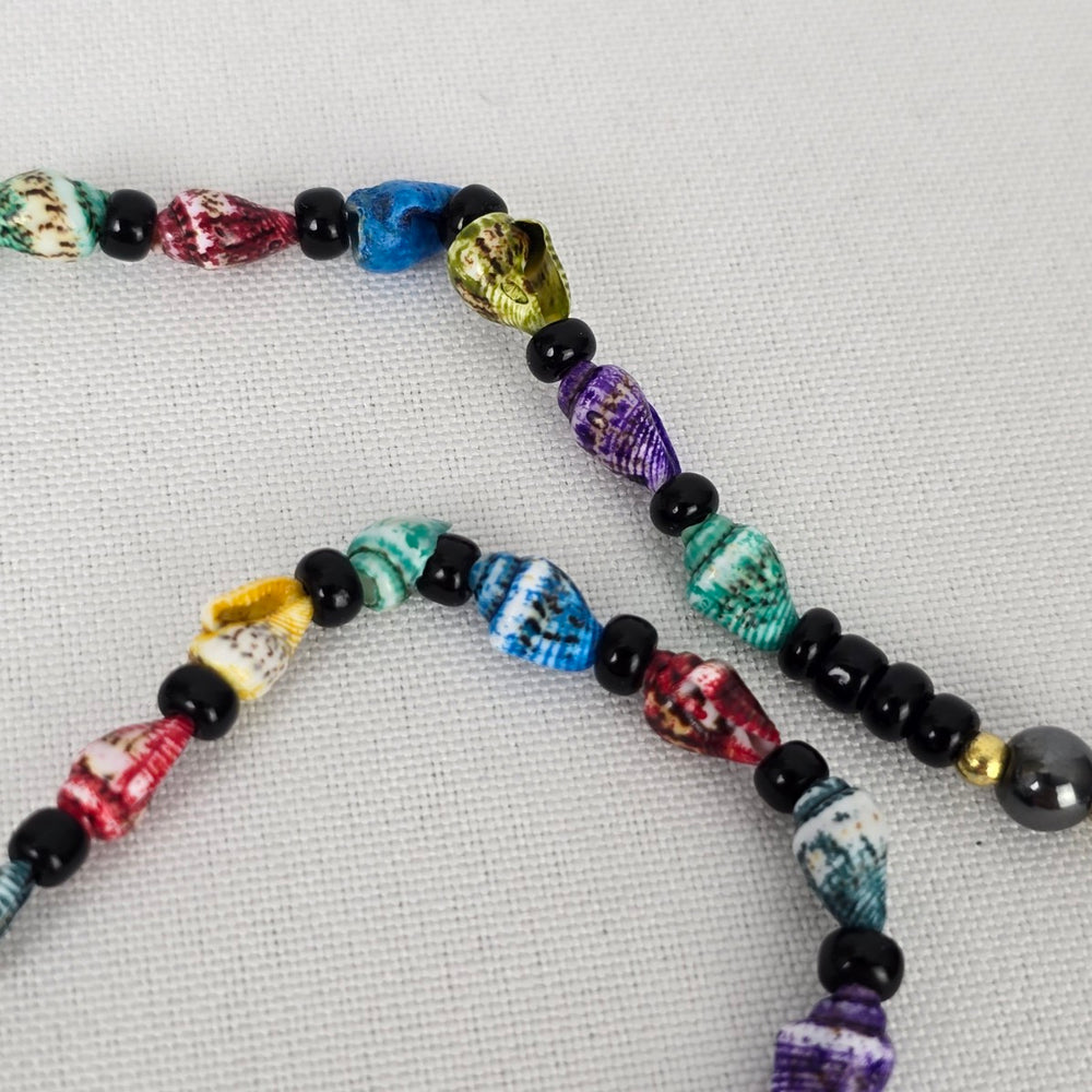 Vintage Shell Beaded Rosary Necklace
