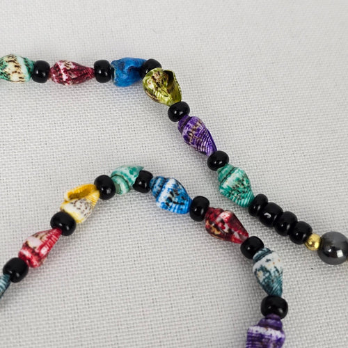 Vintage Shell Beaded Rosary Necklace
