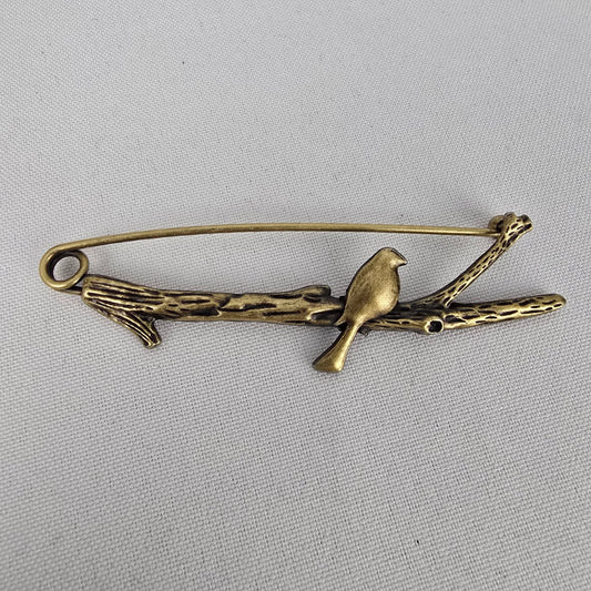 Bronze Bird Safety Pin Brooch
