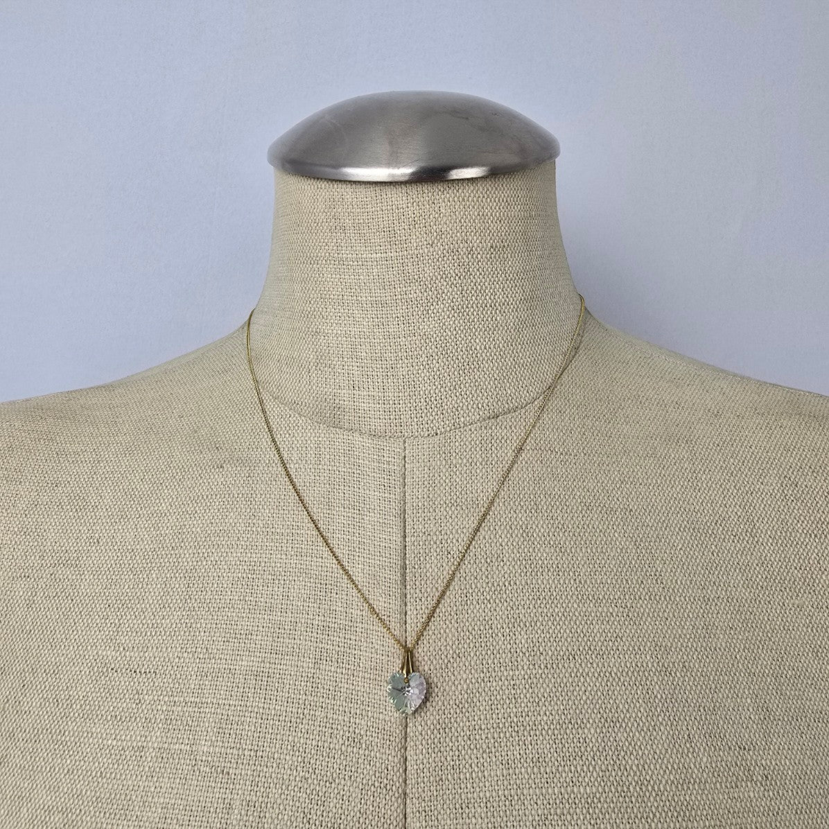 Vintage Gold Fill Faced Crystal Heart Pendant Necklace & Earring Set
