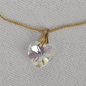 Vintage Gold Fill Faceted Crystal Heart Pendant Necklace & Earring Set