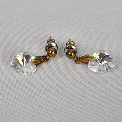 Vintage Gold Fill Faceted Crystal Heart Pendant Necklace & Earring Set