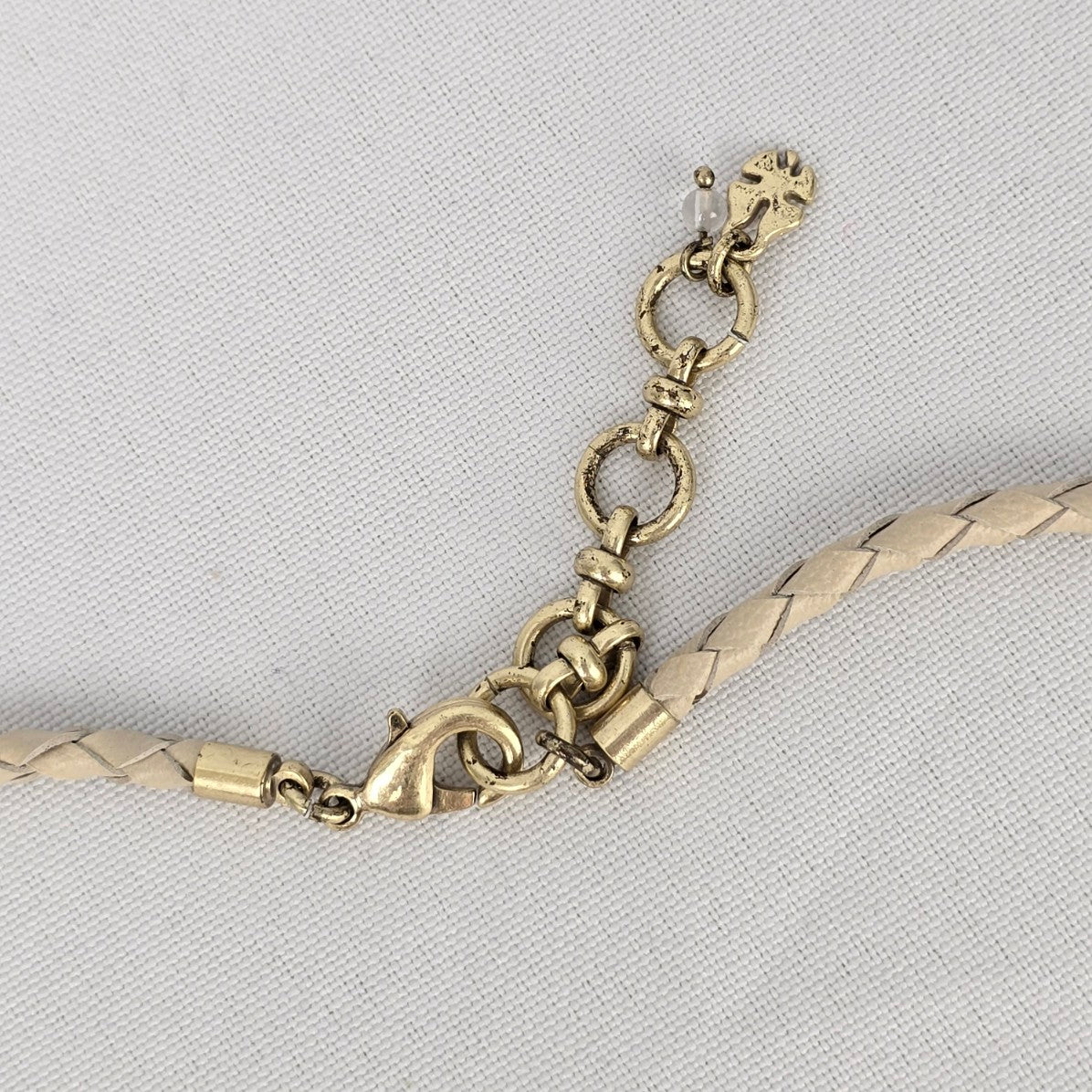 Lucky Brand Matt Gold Tone Black Enamel Leather Tassel Necklace