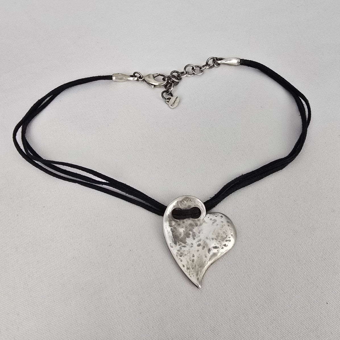 Danon Silver Heart Pendant Leather Cord Necklace