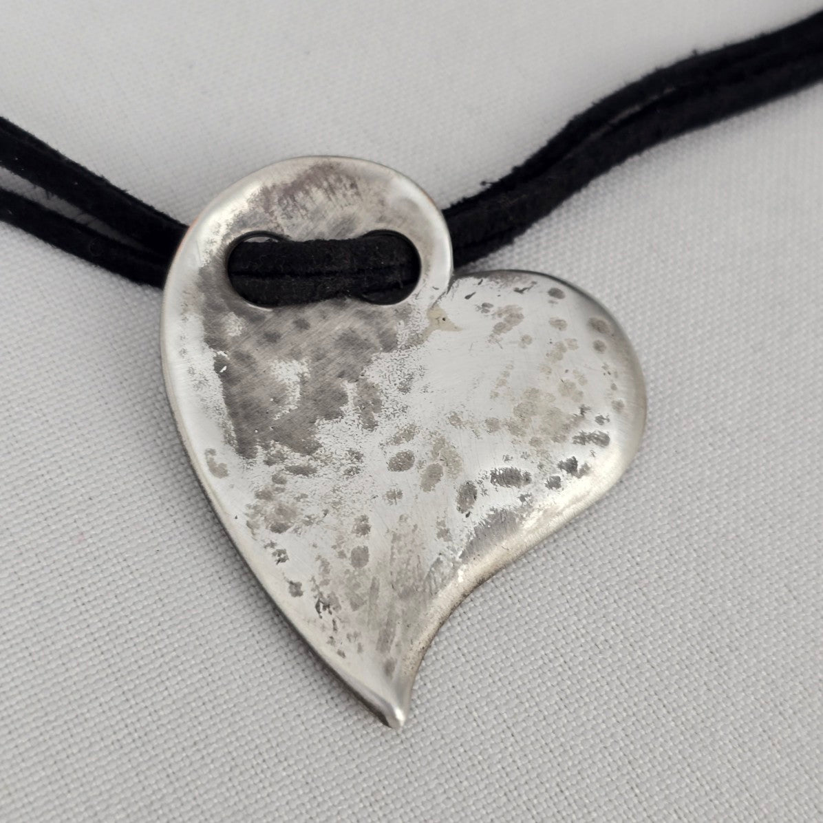 Danon Silver Heart Pendant Leather Cord Necklace
