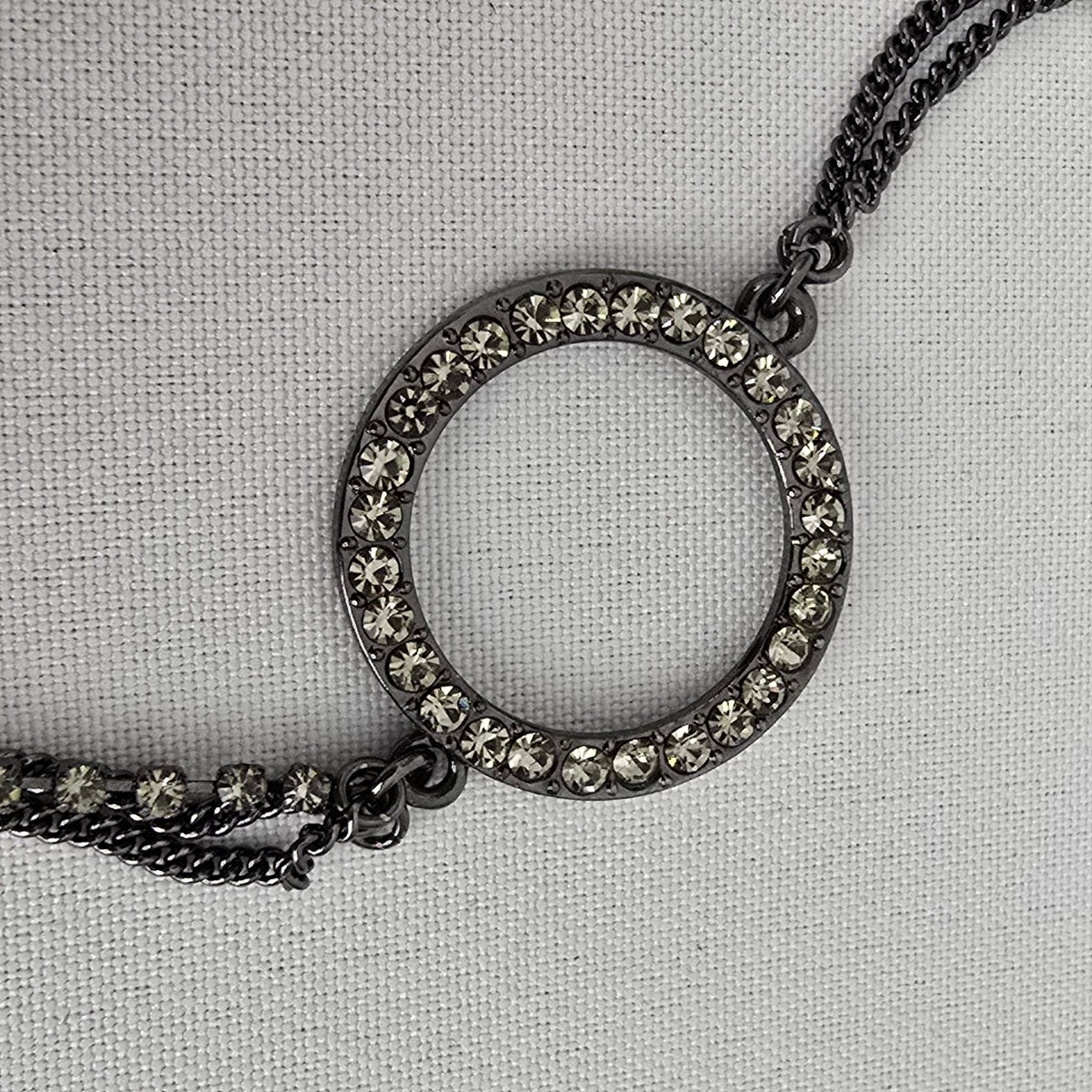 Black Chain Rhinestone Detail Long Necklace
