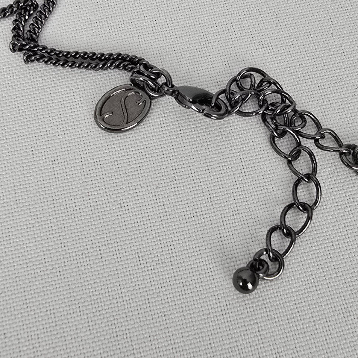 Black Chain Rhinestone Detail Long Necklace