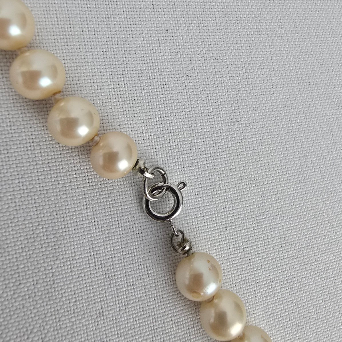 Vintage Cream Beaded Faux Pearl Long Necklace