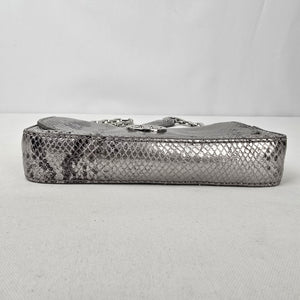 Tory Burch Silver Leather Snake Print Crossbody Mini Bag