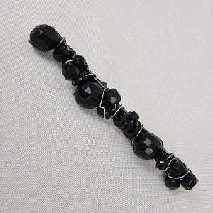 Black Faceted Beaded Bar Brooch