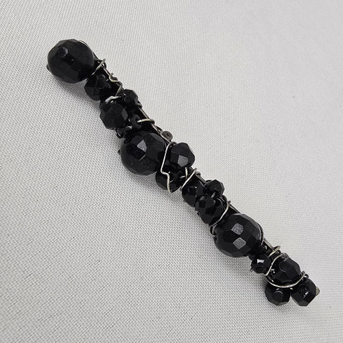 Black Faceted Beaded Bar Brooch