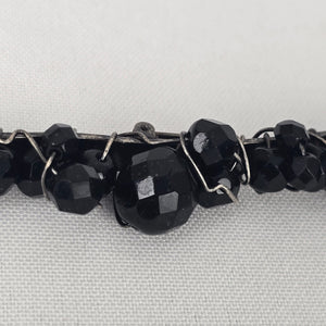 Black Faceted Beaded Bar Brooch