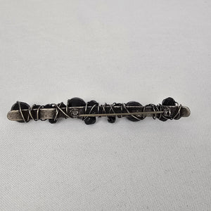 Black Faceted Beaded Bar Brooch