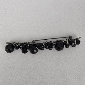 Black Faceted Beaded Bar Brooch