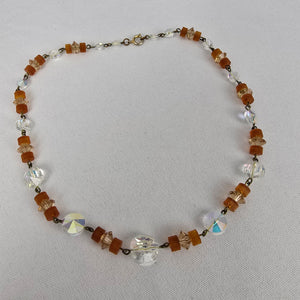 Vintage Cut Crystal Topaz Beaded Collar Necklace