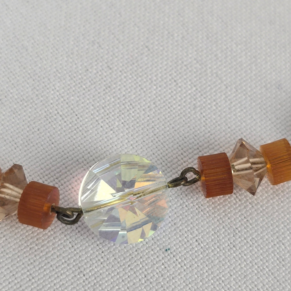 Vintage Cut Crystal Topaz Beaded Collar Necklace